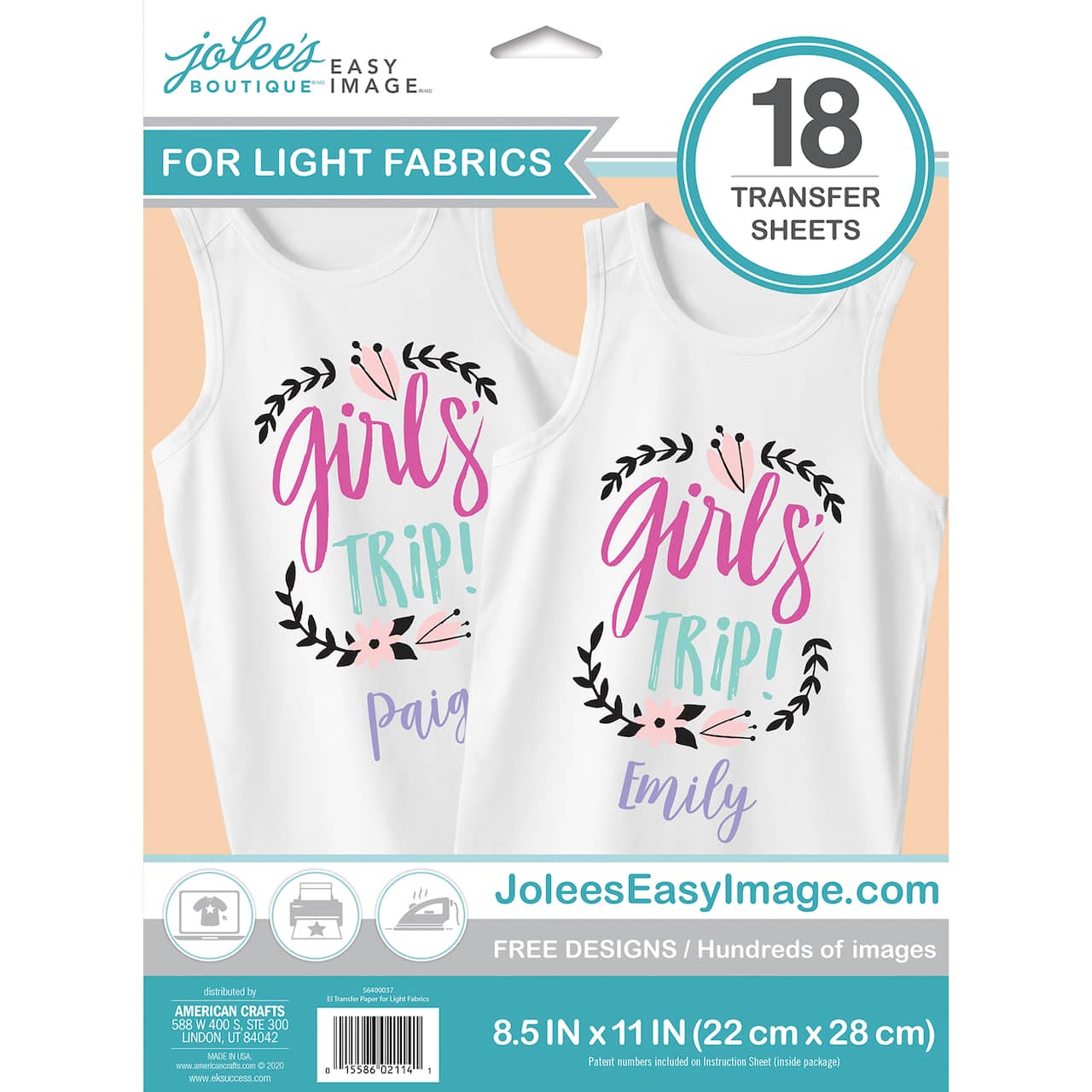 Jolee&#x27;s Boutique&#xAE; Easy Image&#xAE; Light Fabric Transfer Sheets, 18ct.